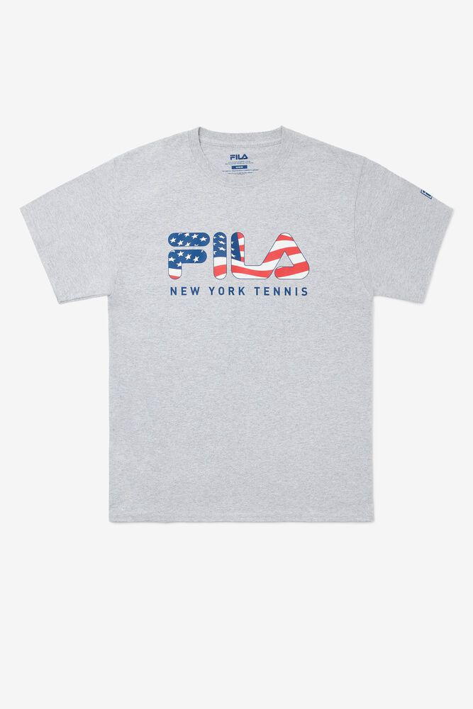 Fila Nyc Flag T-Shirt Grey - Mens - 60394WFAC